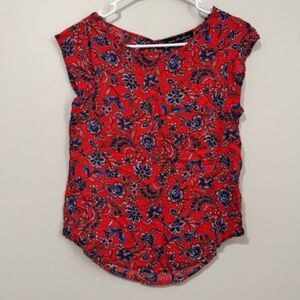 USED Woman's Ana Christine No Sleeve Blouse Color Red/Blue Size Small